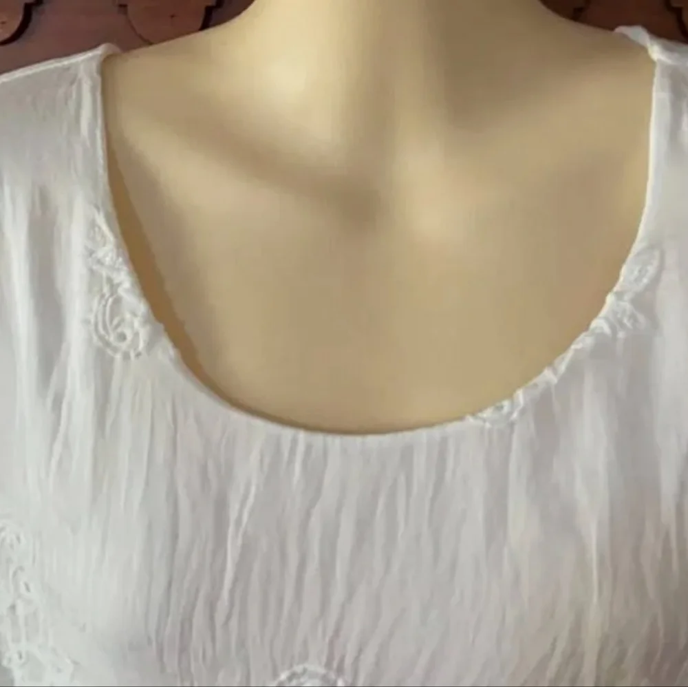 🌹ELENA BALDI made in Italy 100% silk, sz small, blouse scalloped sleeves, lined - Picture 8 of 10